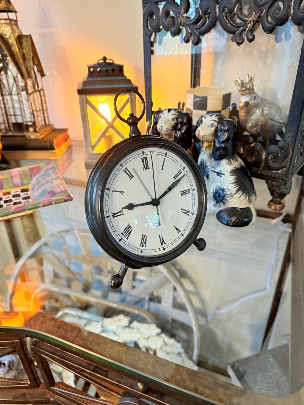 Pottery Barn Bronze Table Clock Pocket Watch - Picture 6 of 16